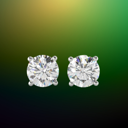 3.00 Ct. IGI Certified Round Cut Lab Grown Diamond Solitaire Stud Earrings – 14K White Gold | For Women | Black Jack®