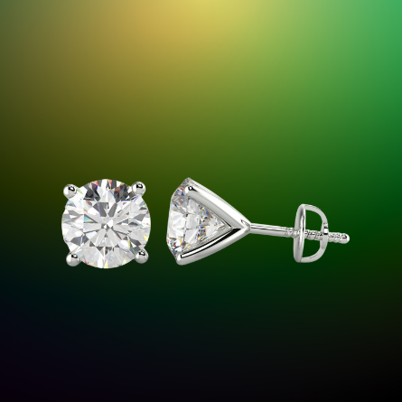 3.00 Ct. IGI Certified Round Cut Lab Grown Diamond Solitaire Stud Earrings – 14K White Gold | For Women | Black Jack®