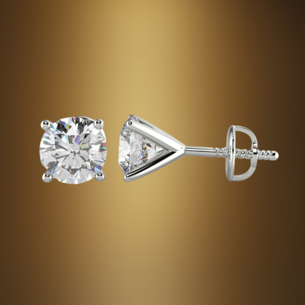 4 Prong Solitaire 4.00ct Round Cut Real Lab Grown Diamond Stud by BlackJack