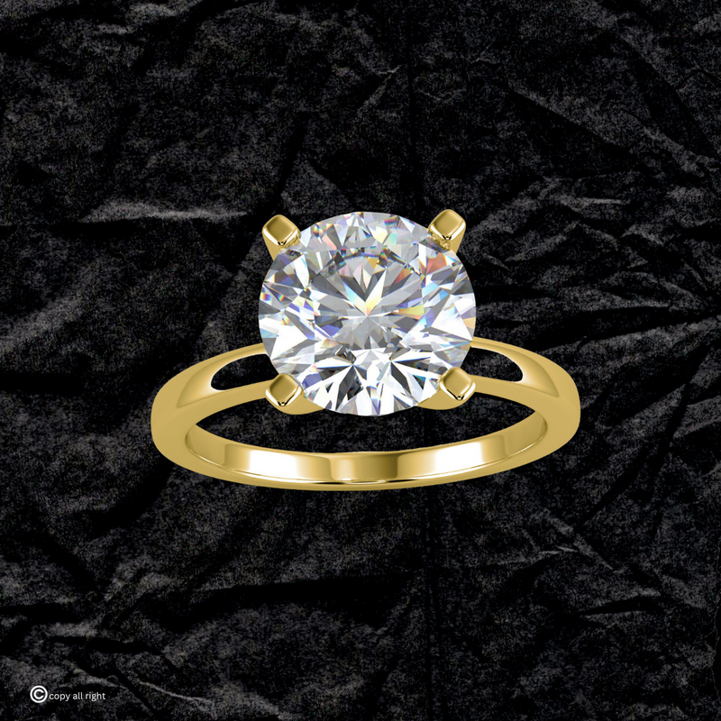 4 Prong Solitaire 2.00 Ct Round Shape Real Lab Grown Diamond Engagement Ring in 14K Yellow Gold