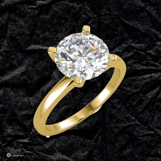 4 Prong Solitaire 2.00 Ct Round Shape Real Lab Grown Diamond Engagement Ring in 14K Yellow Gold
