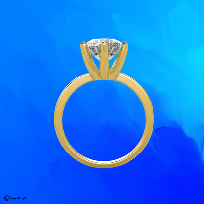 Solitaire 2.00 Ct Round Shape Real Lab Grown Diamond Engagement Ring in 14K Yellow Gold