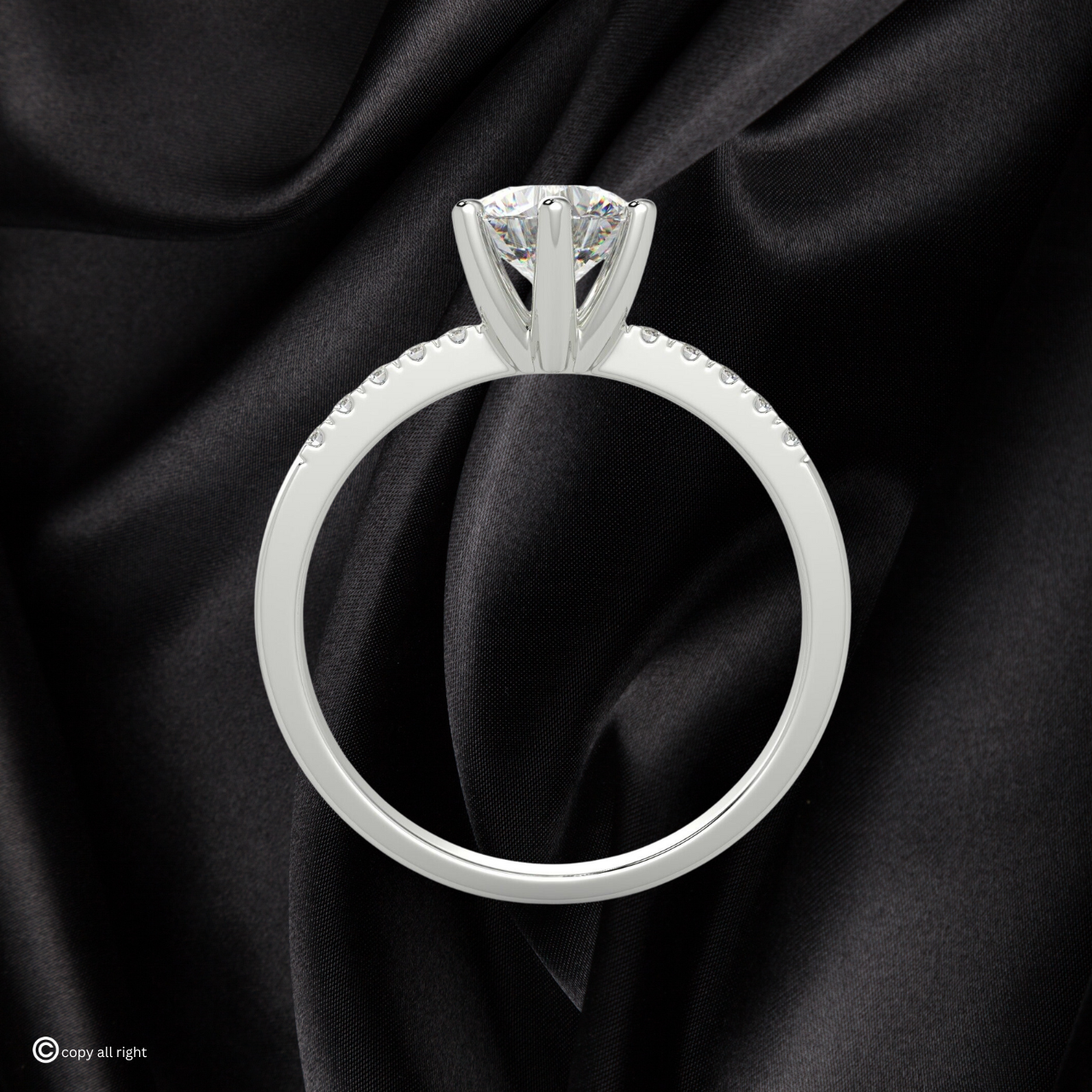 1.70 Ct Round Shape Real Lab Grown Diamond  Solitaire with accents engagement Ring in 14K White Gold