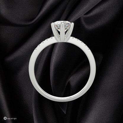 1.70 Ct Round Shape Real Lab Grown Diamond  Solitaire with accents engagement Ring in 14K White Gold