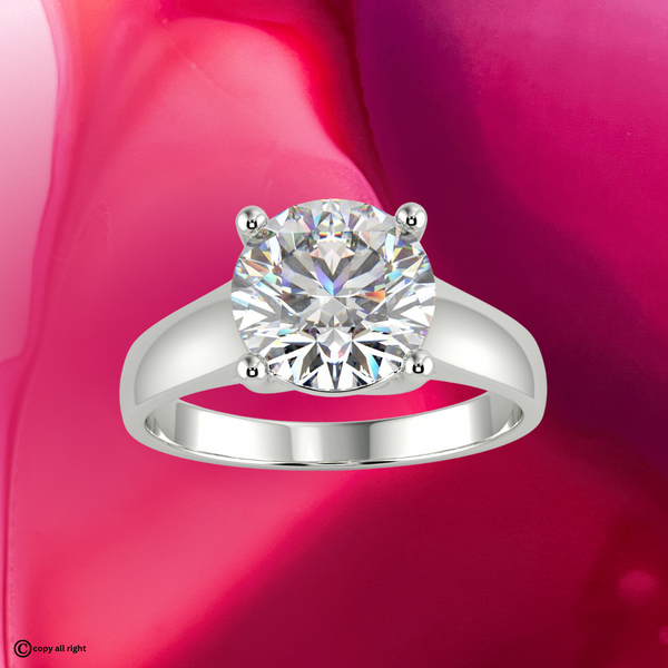 4 Prong Solitaire 2.00 Ct Round Shape Real Lab Grown Diamond Engagement Ring in 14K White Gold