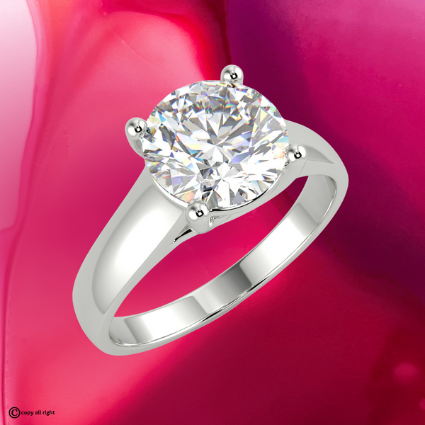 4 Prong Solitaire 2.00 Ct Round Shape Real Lab Grown Diamond Engagement Ring in 14K White Gold