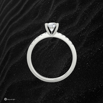 1.20 Ct Round Shape Real Lab Grown Diamond  Solitaire with accents engagement Ring in 14K White Gold