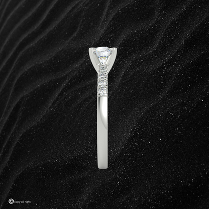 1.20 Ct Round Shape Real Lab Grown Diamond  Solitaire with accents engagement Ring in 14K White Gold