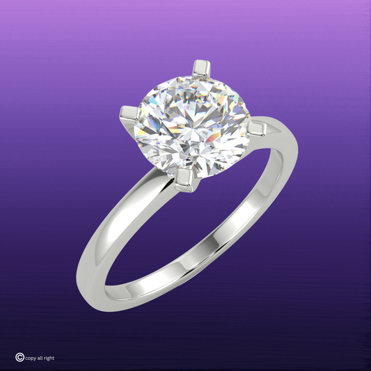 4 Prong Solitaire 1.50 Ct Round Shape Real Lab Grown Diamond engagement Ring in 14K White Gold
