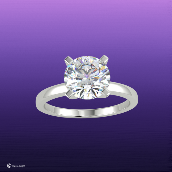 4 Prong Solitaire 1.50 Ct Round Shape Real Lab Grown Diamond engagement Ring in 14K White Gold