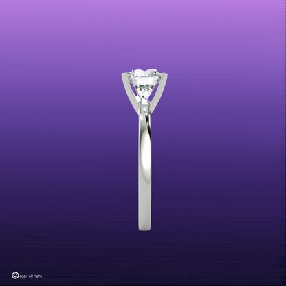 4 Prong Solitaire 1.50 Ct Round Shape Real Lab Grown Diamond engagement Ring in 14K White Gold