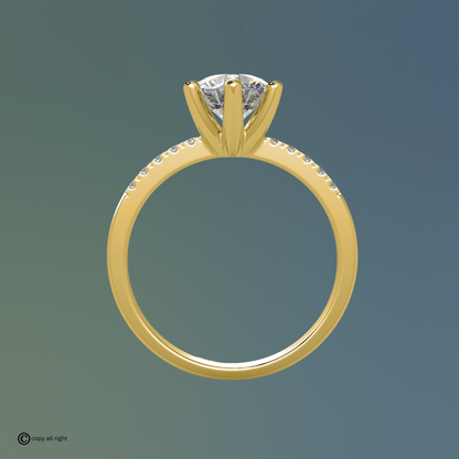 6 Prong 1.70 Ct. Lab Grown Diamond solitaire with accents diamond in 14k White Gold by Black Jack