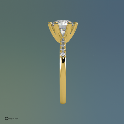 6 Prong 1.70 Ct. Lab Grown Diamond solitaire with accents diamond in 14k White Gold by Black Jack