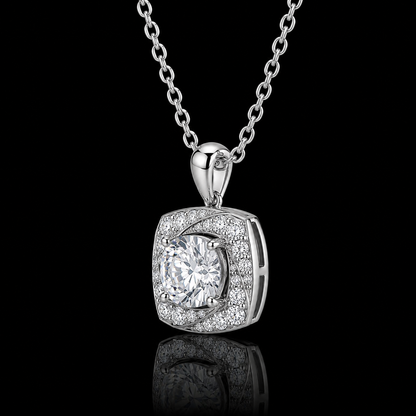 1.25 Ct Round Memory Diamond Halo Pendant in 14K White Gold Pet Cremation Memorial Necklace Black Jack
