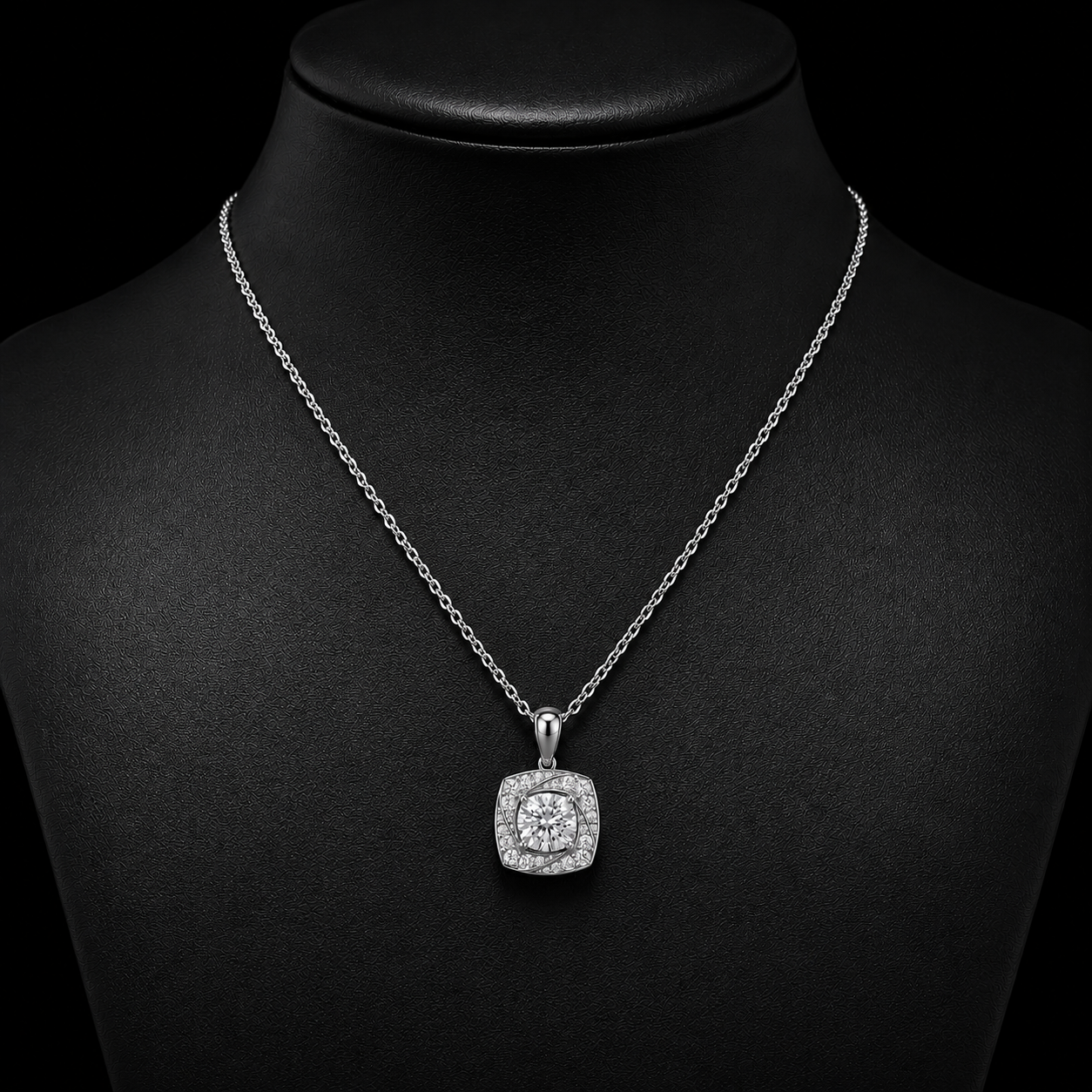 1.25 Ct Round Memory Diamond Halo Pendant in 14K White Gold Pet Cremation Memorial Necklace Black Jack