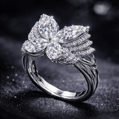 Limited Edition Memory Diamond Ring from Ashes – 3.00 CT Marquise Cluster Pet or Human Ashes to Diamond Ring in 14K White Gold