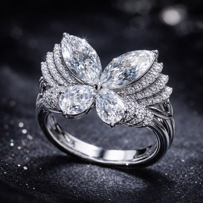 Limited Edition Memory Diamond Ring from Ashes – 3.00 CT Marquise Cluster Pet or Human Ashes to Diamond Ring in 14K White Gold