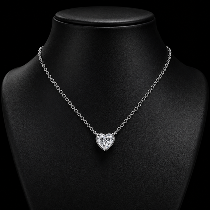 2.00 Ct Heart Cut Memory Diamond Solitaire Pendant in 14K White Gold Pet Cremation Memorial Necklace Black Jack
