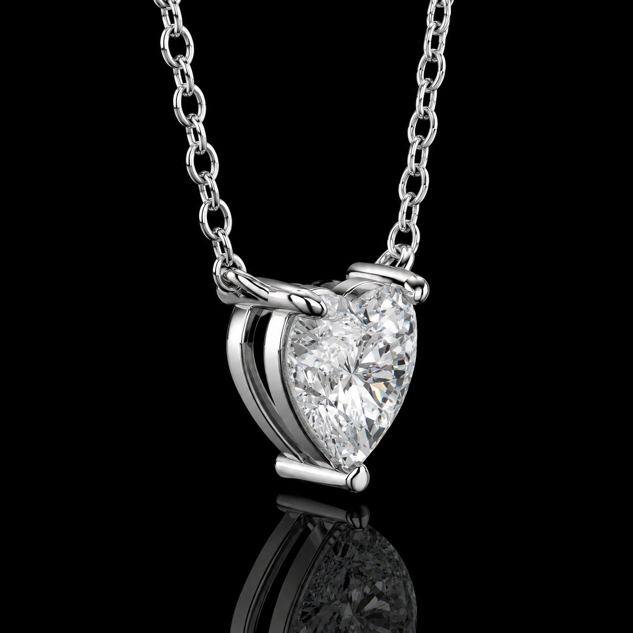 2.00 Ct Heart Cut Memory Diamond Solitaire Pendant in 14K White Gold Pet Cremation Memorial Necklace Black Jack
