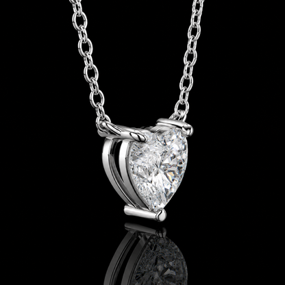 2.00 Ct Heart Cut Memory Diamond Solitaire Pendant in 14K White Gold Pet Cremation Memorial Necklace Black Jack