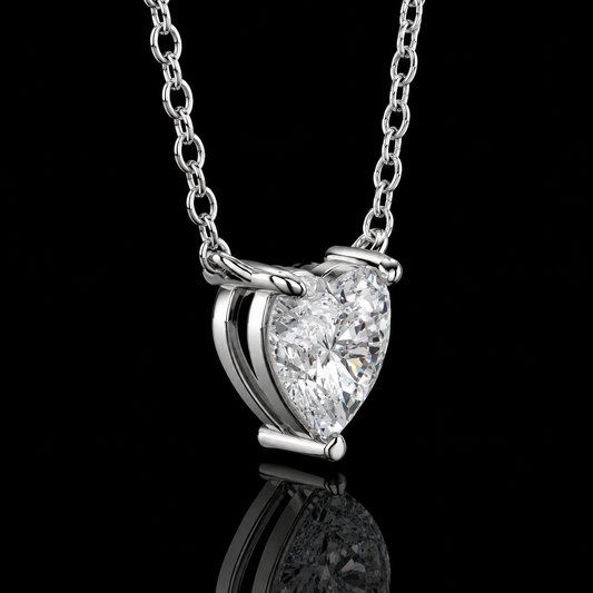 2.00 Ct Heart Cut Memory Diamond Solitaire Pendant in 14K White Gold Pet Cremation Memorial Necklace Black Jack