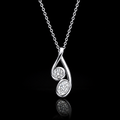 1.00 Ct Keepsake Jewelry Oval and Round Two-Stone Infinity Pendant in 14K White Gold Black Jack