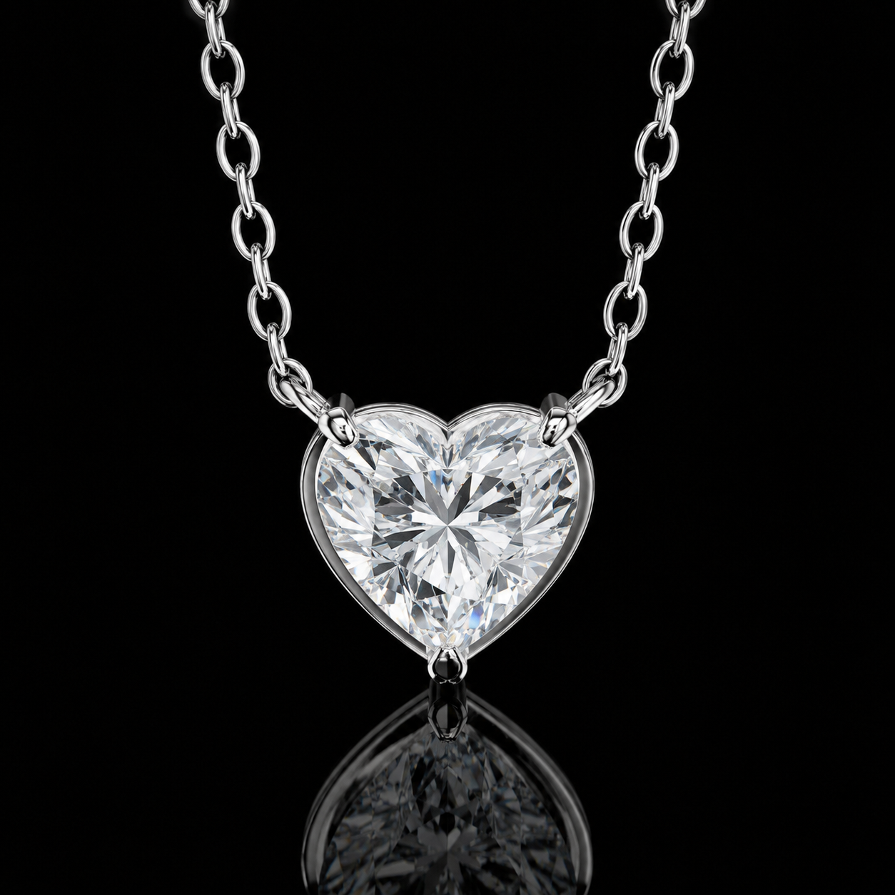 2.00 Ct Heart Cut Memory Diamond Solitaire Pendant in 14K White Gold Pet Cremation Memorial Necklace Black Jack