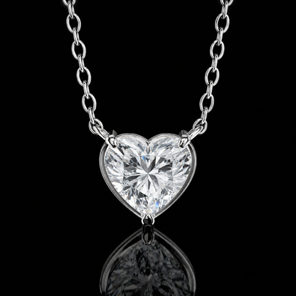 2.00 Ct Heart Cut Memory Diamond Solitaire Pendant in 14K White Gold Pet Cremation Memorial Necklace Black Jack