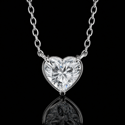 2.00 Ct Heart Cut Memory Diamond Solitaire Pendant in 14K White Gold Pet Cremation Memorial Necklace Black Jack