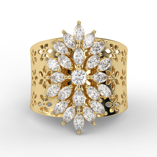 1.30 Ct. Marquise Cut Lab Grown Diamond Vintage Style Women 14K Yellow Gold Ring by Black Jack