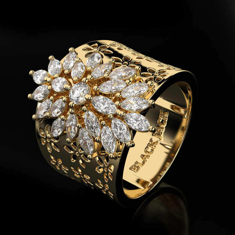 1.30 Ct. Marquise Cut Lab Grown Diamond Vintage Style Women 14K Yellow Gold Ring by Black Jack