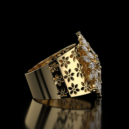 1.30 Ct. Marquise Cut Lab Grown Diamond Vintage Style Women 14K Yellow Gold Ring by Black Jack