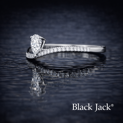 Memory Diamond Ring from Ashes – 1.25 CT Pear Cut (1.00 CT Center + 0.25 CT Side) Pet or Human Ashes to Diamond Ring in 14K White Gold