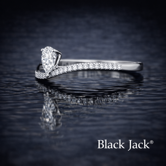 Memory Diamond Ring from Ashes – 1.25 CT Pear Cut (1.00 CT Center + 0.25 CT Side) Pet or Human Ashes to Diamond Ring in 14K White Gold