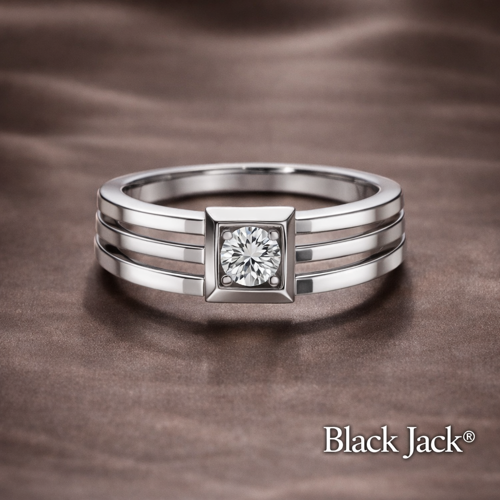 Men’s Wedding Band with 0.20 CT Round Lab Grown Diamond in 14K White Gold | Certified