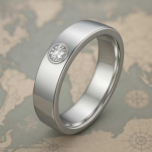 Men’s Wedding Band with 4mm Lab Diamond – Made from Bride’s Hair