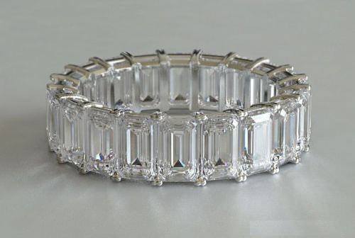 Emerald cut Moissanite Wedding Bands 5.00 Ct. in 925 Silver by Black Jack