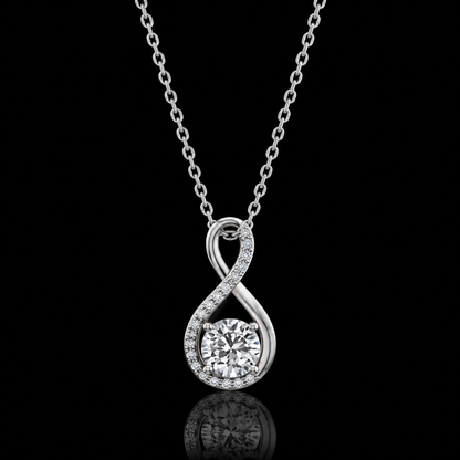 1.20 Ct Round Memory Diamond Infinity Pendant in 14K White Gold Pet Cremation Memorial Necklace Black Jack
