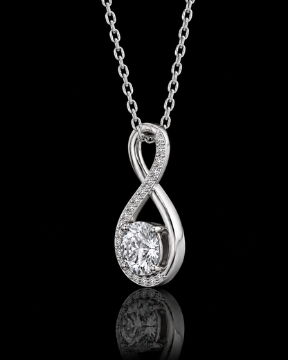 1.20 Ct Round Memory Diamond Infinity Pendant in 14K White Gold Pet Cremation Memorial Necklace Black Jack