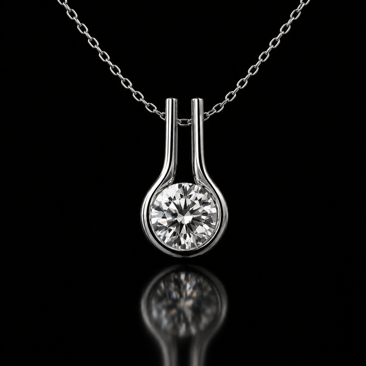 1.00 Ct Round Memory Diamond Infinity Twist Pendant Necklace in 14K White Gold Pet Cremation Memorial Jewelry Black Jack