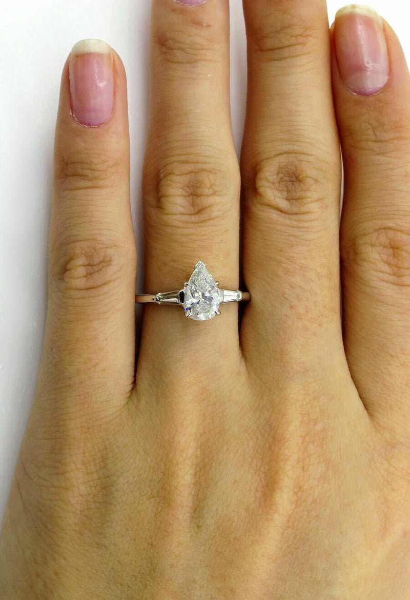 Three Stone 3.00 Ct. Pear cut Moissanite Engagement Ring by Black Jack