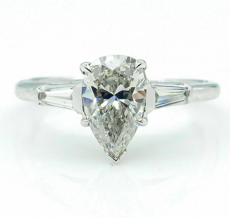 Three Stone 3.00 Ct. Pear cut Moissanite Engagement Ring by Black Jack