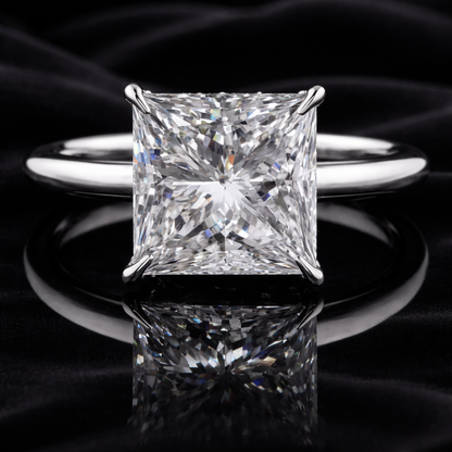Princess Cut Diamond memorial jewelry Ring in White Gold