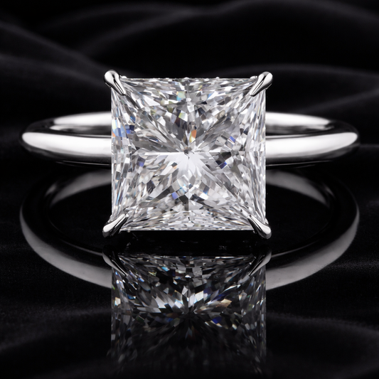 Princess Cut Diamond memorial jewelry Ring in White Gold