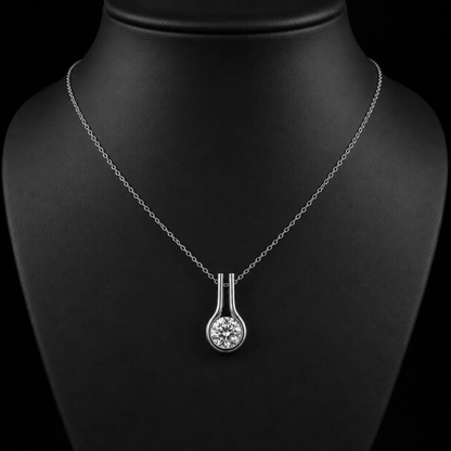 1.00 Ct Round Memory Diamond Infinity Twist Pendant Necklace in 14K White Gold Pet Cremation Memorial Jewelry Black Jack
