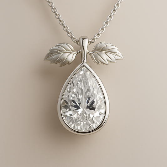 Pear Leaf Memory Diamond Pendant – 2.00ct Lab-Grown Diamond Created from Human or Pet Ashes or Hair | Eternal Tribute by Black Jack®