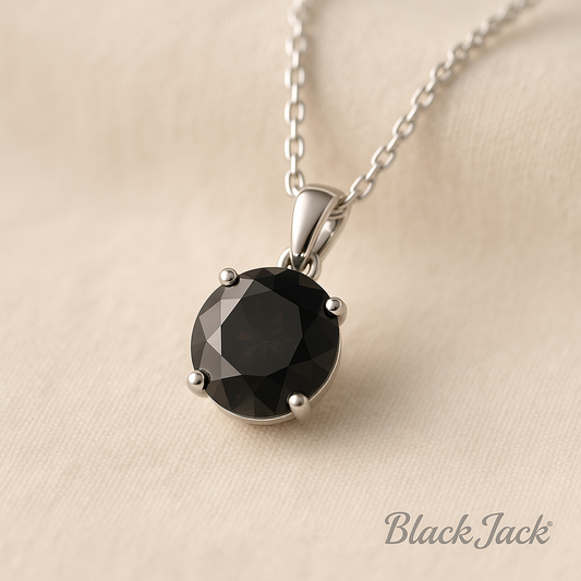 2.00 ct. Black Moissanite Pendant Necklace – Custom Memorial from Hair or Ashes