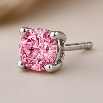 Pink Memory Diamond Men’s Stud from Ashes or Hair | Lab Grown 0.25–3.00 ct Single Earring