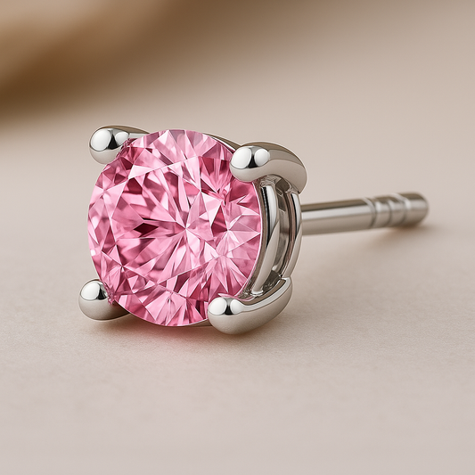 Pink Memory Diamond Men’s Stud from Ashes or Hair | Lab Grown 0.25–3.00 ct Single Earring