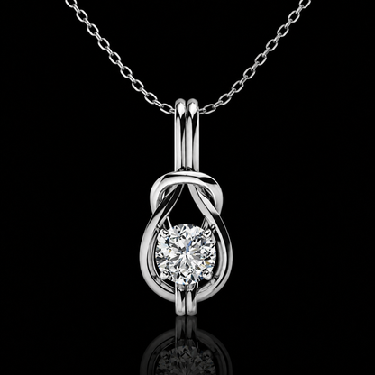 1.50 Ct Round Memory Diamond Infinity Knot Pendant Necklace in 14K White Gold Pet Cremation Memorial Jewelry Black Jack